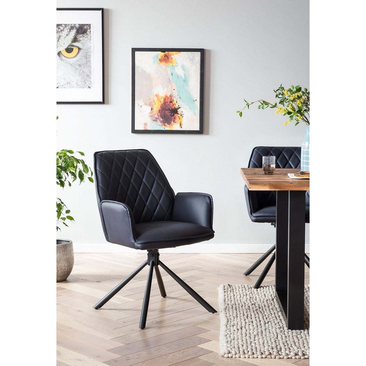SalesFever Fauteuil donkerblauw set van 2 met 360° draaifunctie