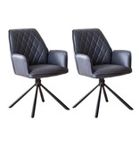 SalesFever Grijze fauteuil set van 2 met 360° draaifunctie