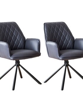 SalesFever Grijze fauteuil set van 2 met 360° draaifunctie