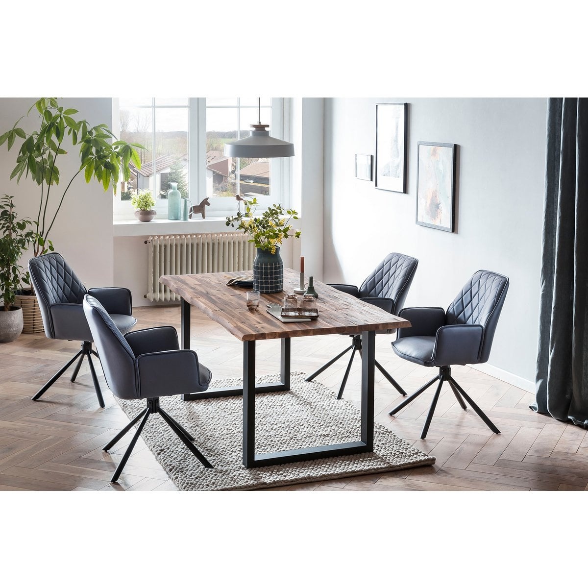 SalesFever Grijze fauteuil set van 2 met 360° draaifunctie