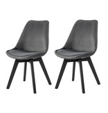 SalesFever Eetkamerstoel set van 2 grijs fluweel
