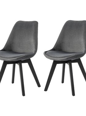 SalesFever Eetkamerstoel set van 2 grijs fluweel