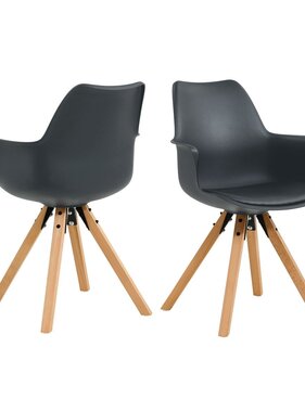 SalesFever Fauteuil met kunststof schaal, set van 2, donkergrijs