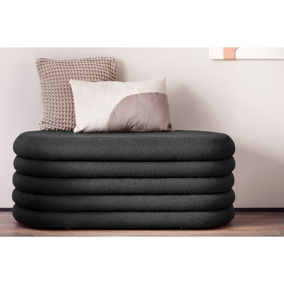 SalesFever Geknikte Polsterhocker/Bettbank antraciet