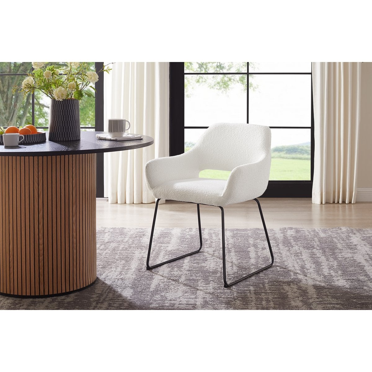 SalesFever Fauteuil met ruguitsparing Bouclé stof wit