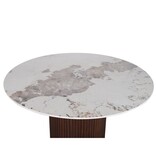 Pole To Pole Urban Chique Ronde Tafel Keramiek Marmer / Walnoot Fineer