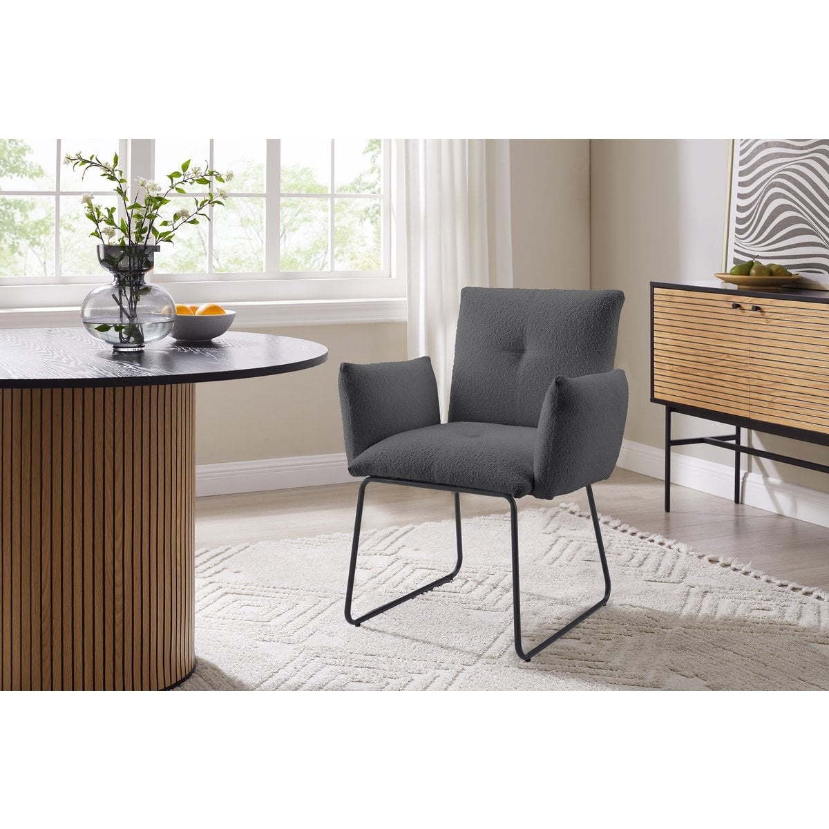 SalesFever Fauteuil Bouclé stof antraciet