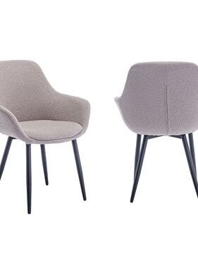 SalesFever Fauteuil Bouclé stof taupe set van 2