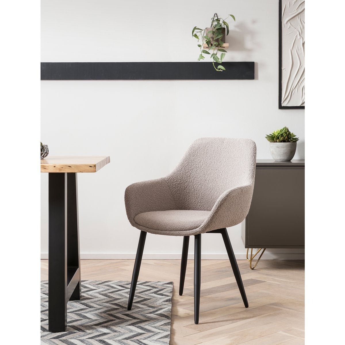 SalesFever Fauteuil Bouclé stof taupe set van 2