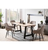 SalesFever Fauteuil Bouclé stof taupe set van 2