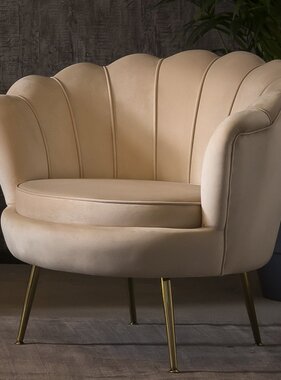 SalesFever Shell fauteuil in beige fluweel