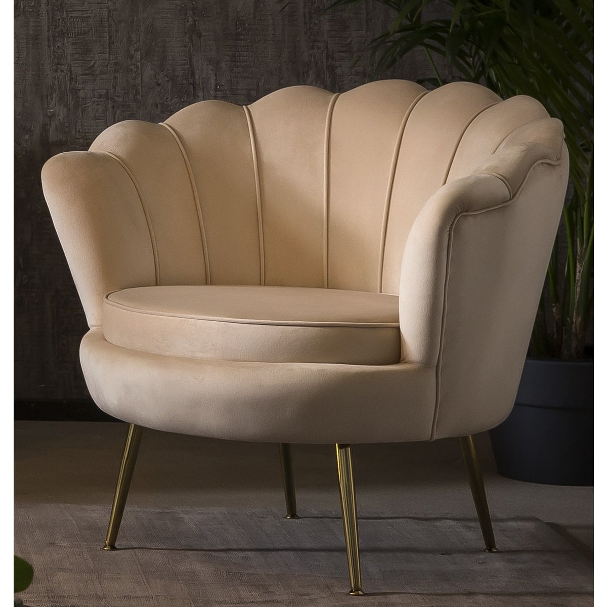 SalesFever Shell fauteuil in beige fluweel