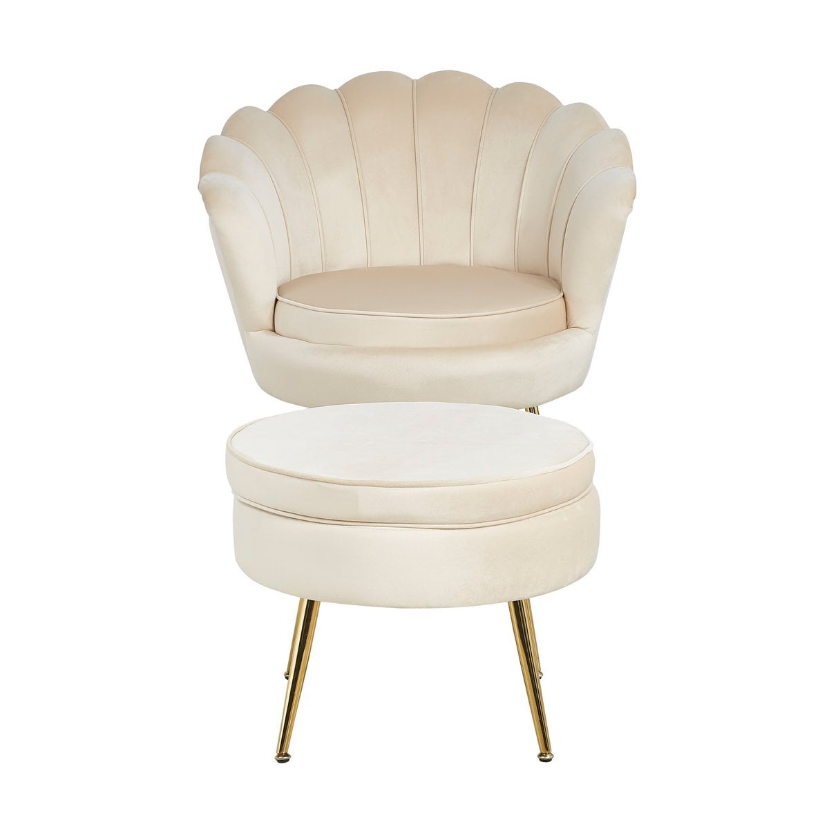 SalesFever Shell fauteuil in beige fluweel