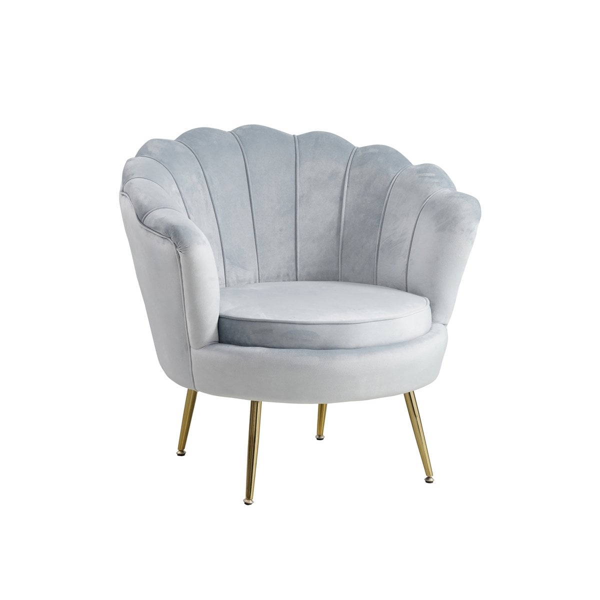 SalesFever Fluwelen schelp fauteuil in lichtgrijs
