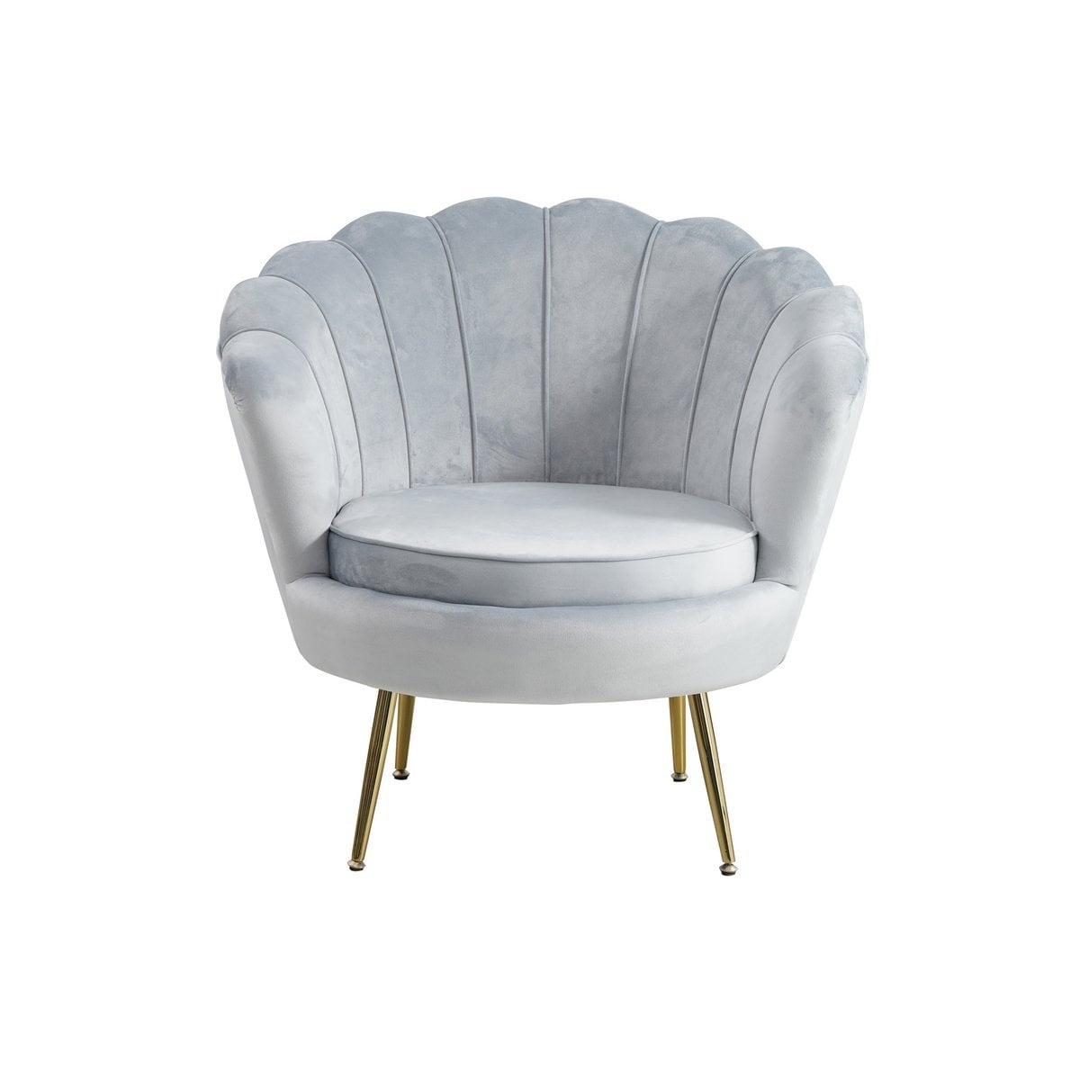 SalesFever Fluwelen schelp fauteuil in lichtgrijs