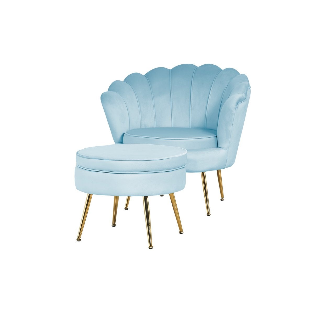 SalesFever Fluwelen schelp fauteuil in lichtgrijs