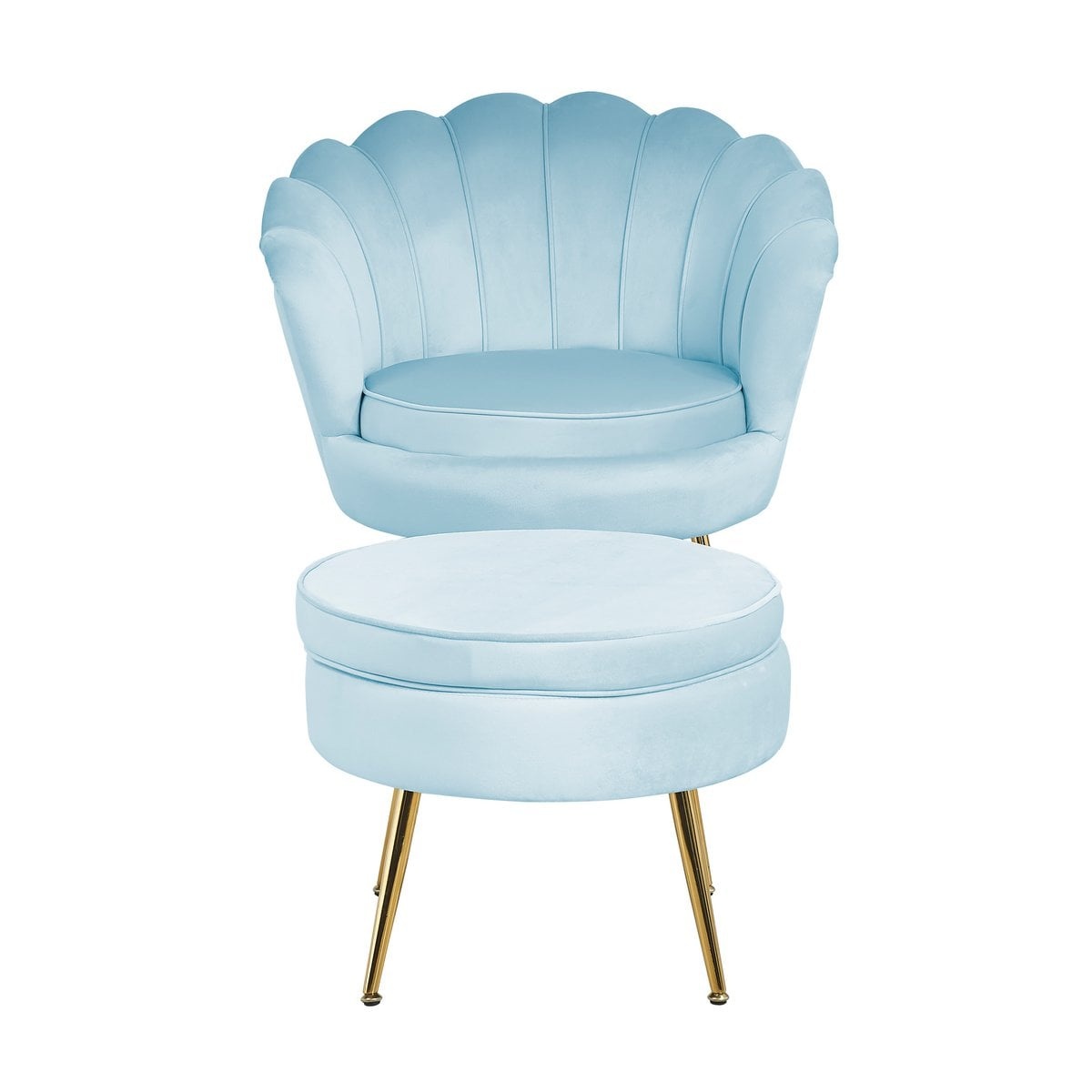 SalesFever Fluwelen schelp fauteuil in lichtgrijs