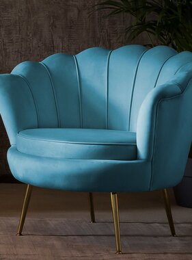 SalesFever Fluwelen schelp fauteuil blauw