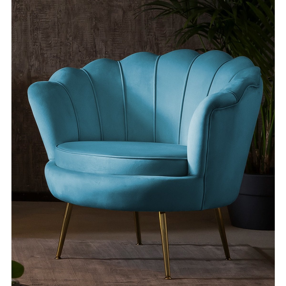 SalesFever Fluwelen schelp fauteuil blauw