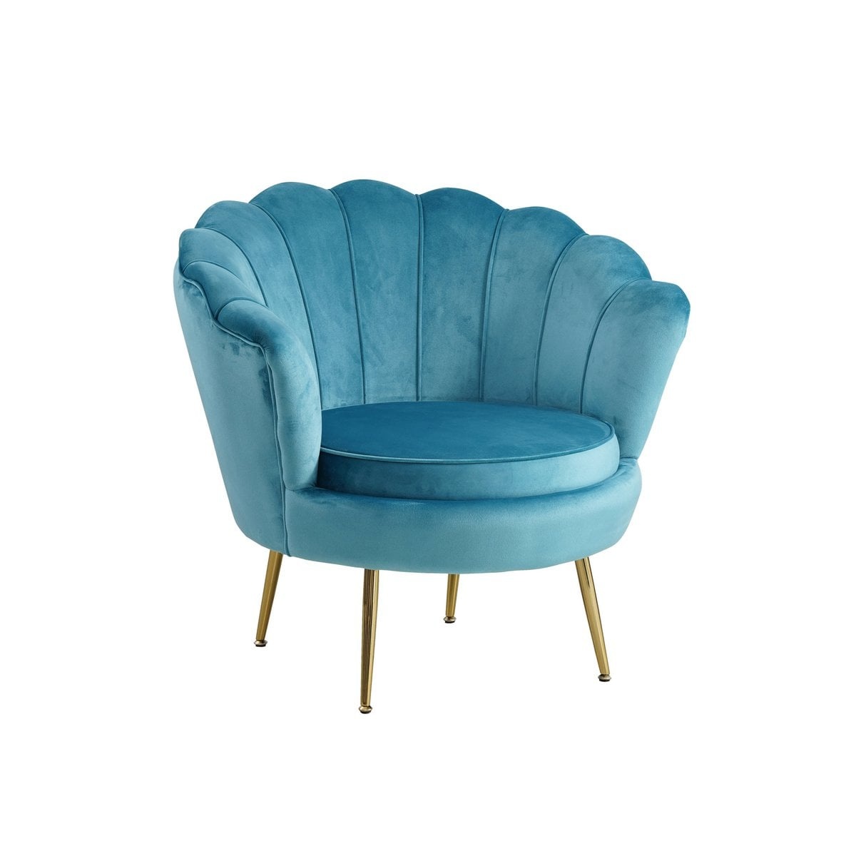 SalesFever Fluwelen schelp fauteuil blauw