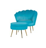 SalesFever Fluwelen schelp fauteuil blauw