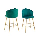 SalesFever Set van 2 Shell Design Velvet Barkrukken Groen
