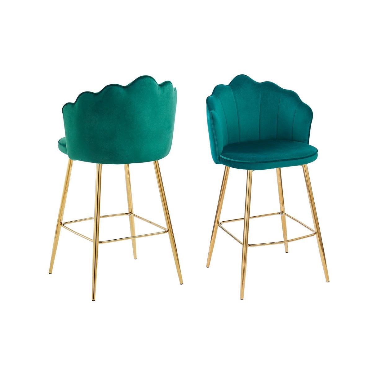 SalesFever Set van 2 Shell Design Velvet Barkrukken Groen