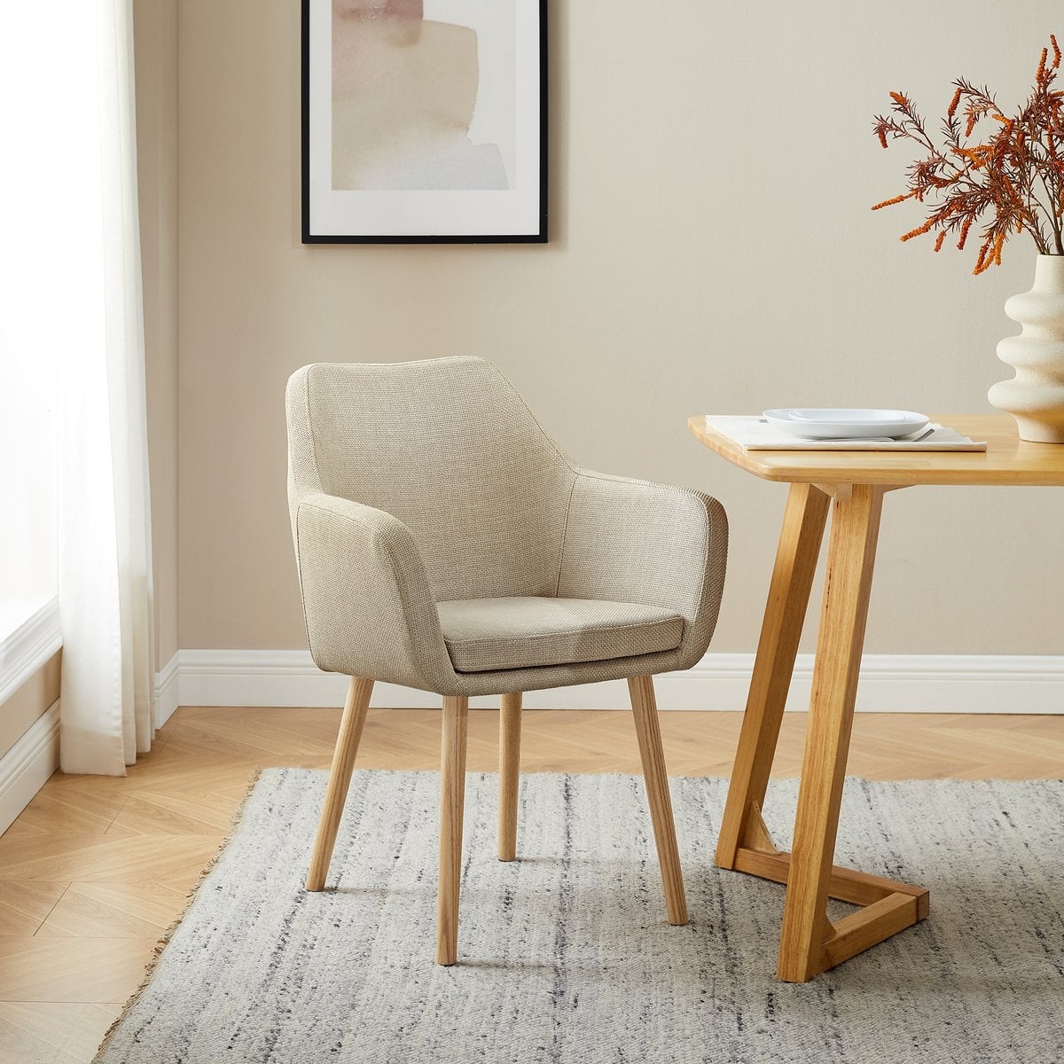 SalesFever Fauteuil structuurstof beige