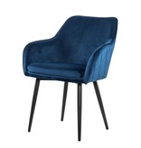 SalesFever Eetkamerstoel blauw fluweel
