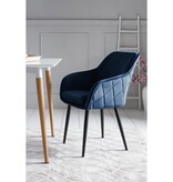 SalesFever Eetkamerstoel blauw fluweel