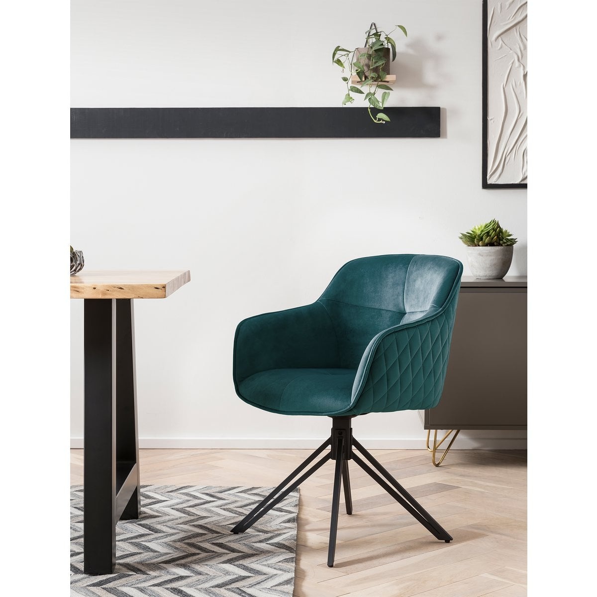 SalesFever Fauteuil met honingraatquilt groen