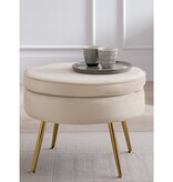 SalesFever Ronde poef in beige fluweel