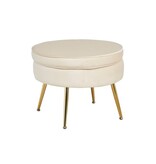 SalesFever Ronde poef in beige fluweel