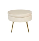 SalesFever Ronde poef in beige fluweel