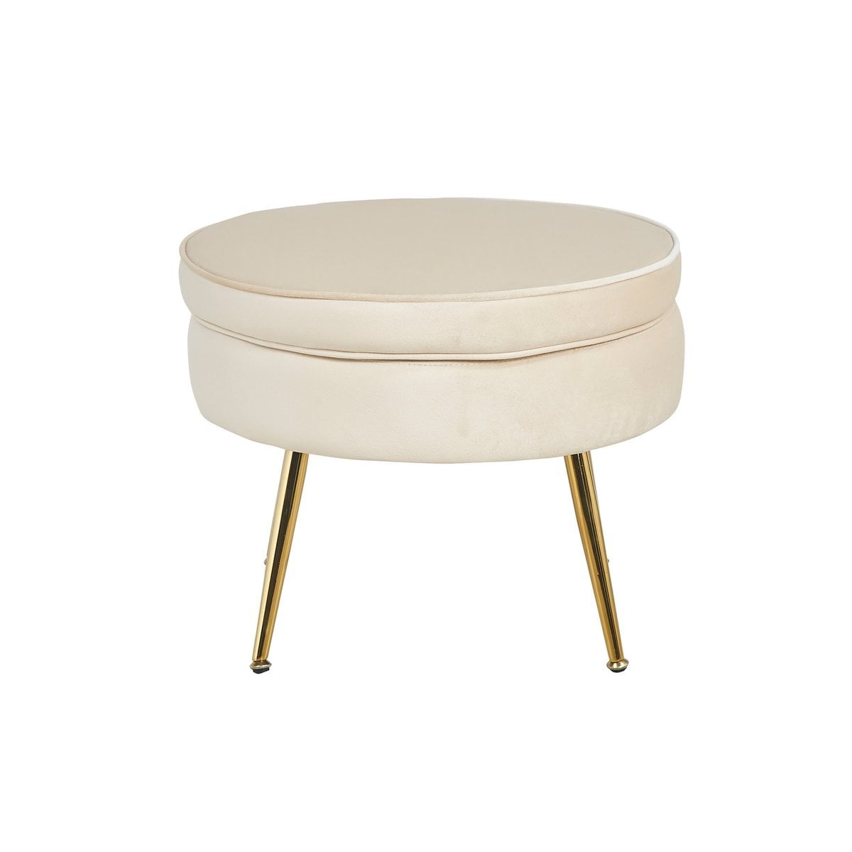 SalesFever Ronde poef in beige fluweel
