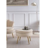 SalesFever Ronde poef in beige fluweel