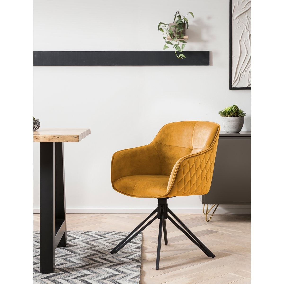 SalesFever Fauteuil met gele honingraatquilt