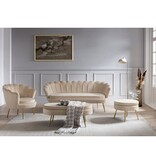SalesFever Ronde poef in beige fluweel