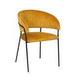 SalesFever Gele fluwelen stoel met gewatteerde rugleuning