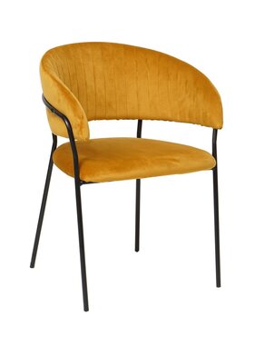 SalesFever Gele fluwelen stoel met gewatteerde rugleuning