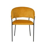 SalesFever Gele fluwelen stoel met gewatteerde rugleuning