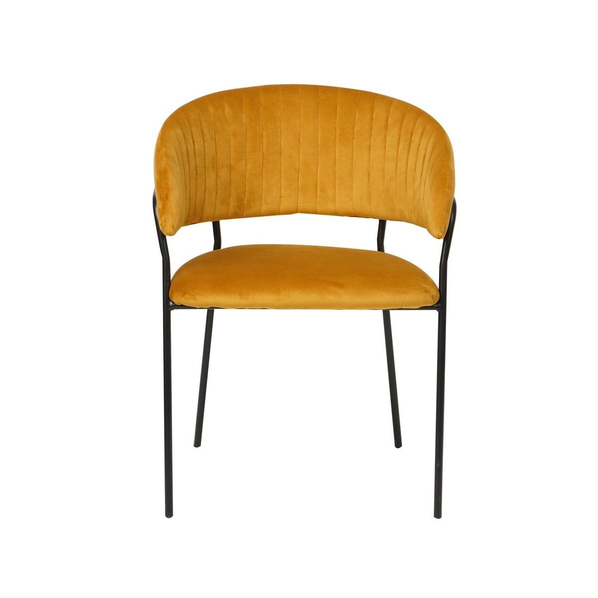 SalesFever Gele fluwelen stoel met gewatteerde rugleuning