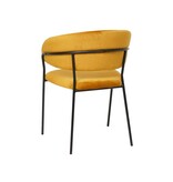 SalesFever Gele fluwelen stoel met gewatteerde rugleuning