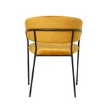 SalesFever Gele fluwelen stoel met gewatteerde rugleuning