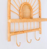 Rotan Wandplank – Kleine Boho Wandplank – Hangende Rotan Plank – Jas- of Sleutelhaak – Handgemaakte Plank Gemaakt van Rotan (41x53 cm) BANTEN