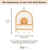 Rotan Wandplank – Kleine Boho Wandplank – Hangende Rotan Plank – Jas- of Sleutelhaak – Handgemaakte Plank Gemaakt van Rotan (41x53 cm) BANTEN