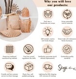 Rotan Wandplank – Kleine Boho Wandplank – Hangende Rotan Plank – Jas- of Sleutelhaak – Handgemaakte Plank Gemaakt van Rotan (41x53 cm) BANTEN