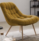 SalesFever Fauteuil XXL fluweel geel metaal houtlook