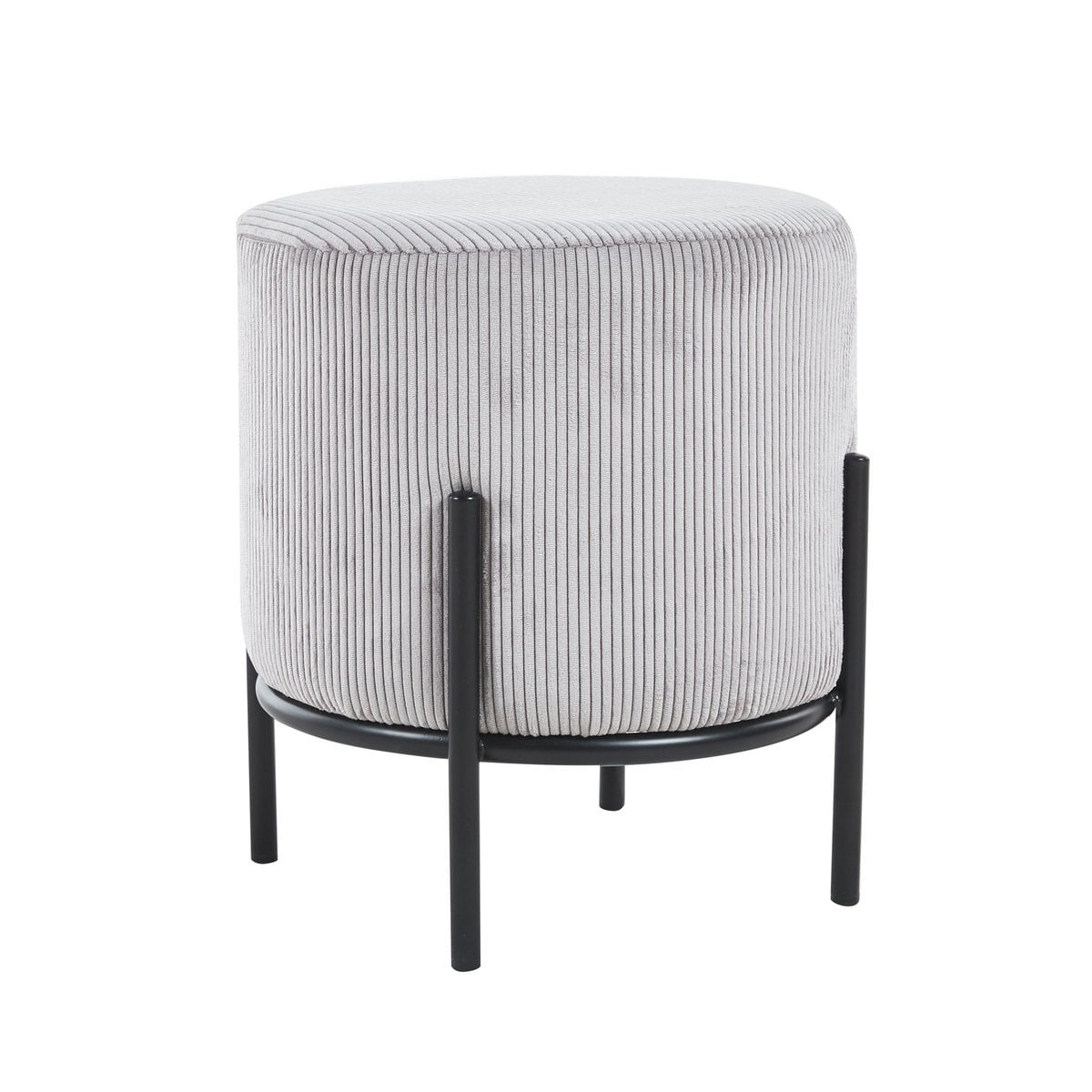 SalesFever Gestoffeerde kruk Ø35 cm corduroy look lichtgrijs