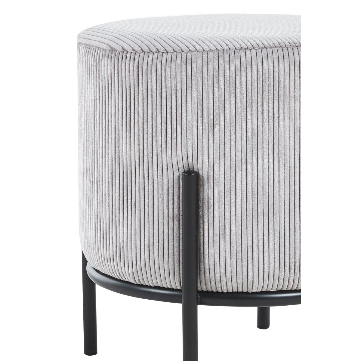 SalesFever Gestoffeerde kruk Ø35 cm corduroy look lichtgrijs